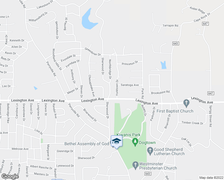 map of restaurants, bars, coffee shops, grocery stores, and more near 1922 Sherwood Drive in Cape Girardeau