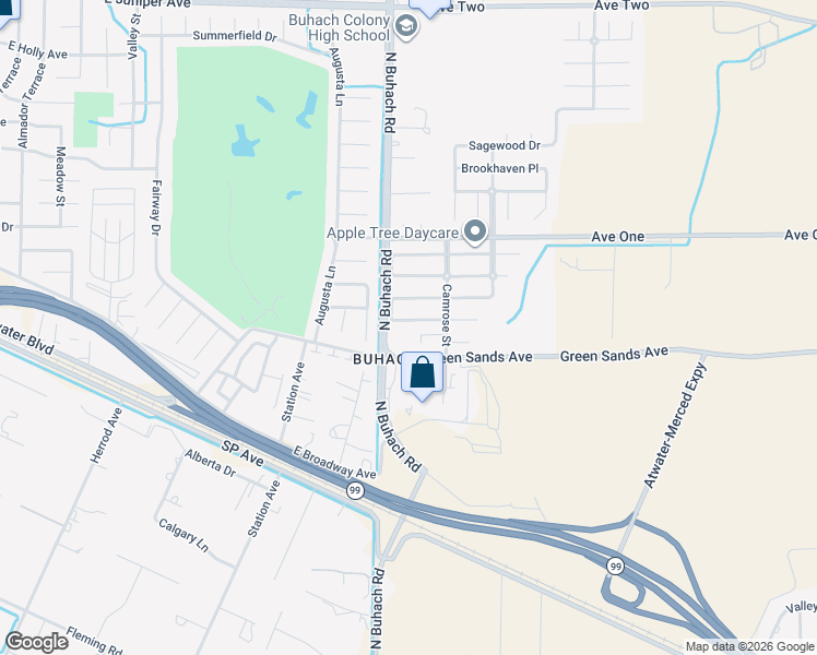 map of restaurants, bars, coffee shops, grocery stores, and more near 1916 Bridlewood Drive in Atwater