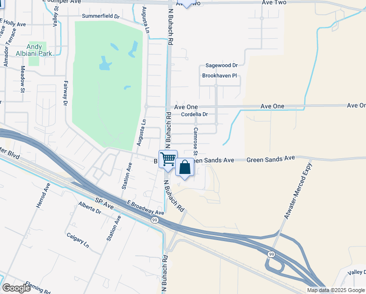 map of restaurants, bars, coffee shops, grocery stores, and more near 1916 Bridlewood Drive in Atwater