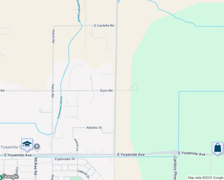map of restaurants, bars, coffee shops, grocery stores, and more near 3703 Dunn Road in Merced