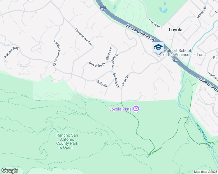 map of restaurants, bars, coffee shops, grocery stores, and more near 10364 Kenbar Road in Los Altos Hills