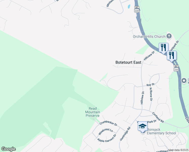 map of restaurants, bars, coffee shops, grocery stores, and more near 607 Ray Street in Roanoke