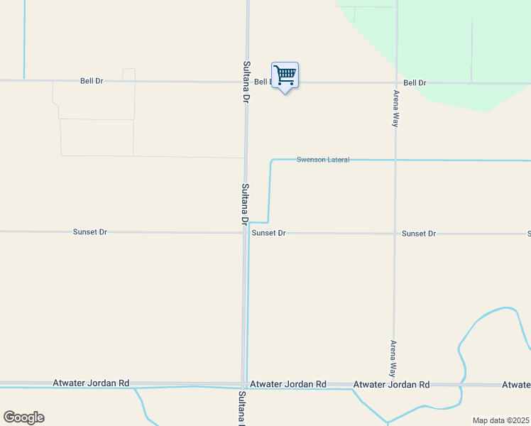 map of restaurants, bars, coffee shops, grocery stores, and more near 10868 Sunset Drive in Atwater