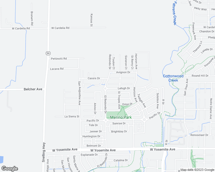 map of restaurants, bars, coffee shops, grocery stores, and more near 1296 LURS Court in Merced
