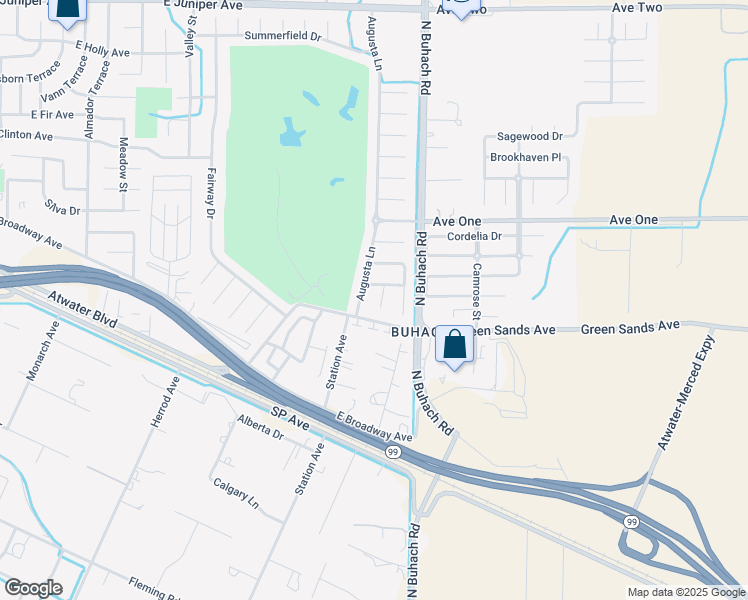 map of restaurants, bars, coffee shops, grocery stores, and more near 1335 Torrey Pines Court in Atwater