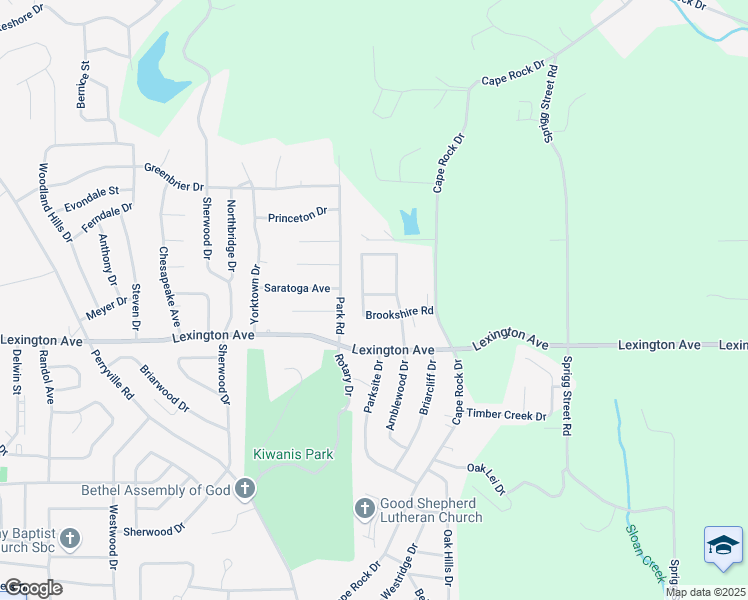 map of restaurants, bars, coffee shops, grocery stores, and more near 1313 Gina Drive in Cape Girardeau