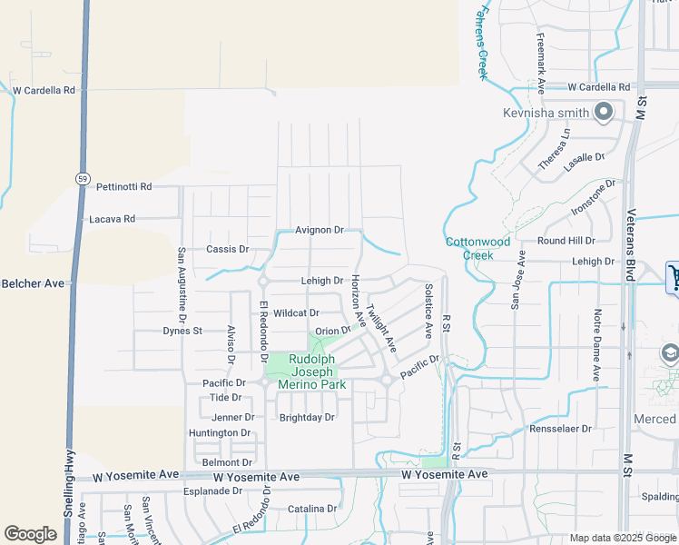 map of restaurants, bars, coffee shops, grocery stores, and more near 1216 Aups Court in Merced