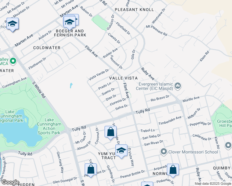 map of restaurants, bars, coffee shops, grocery stores, and more near 3329 Dias Drive in San Jose