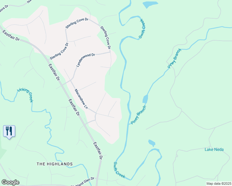 map of restaurants, bars, coffee shops, grocery stores, and more near 8207 Macandrew Place in Chesterfield
