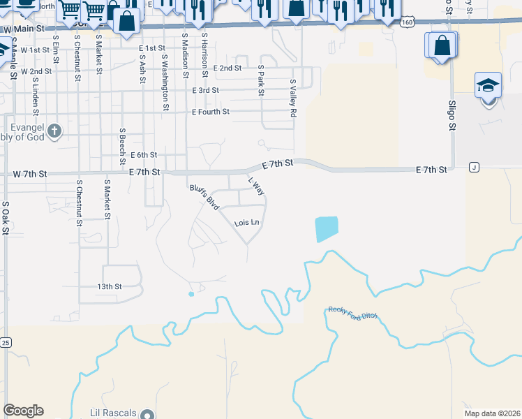 map of restaurants, bars, coffee shops, grocery stores, and more near 842 L Way in Cortez