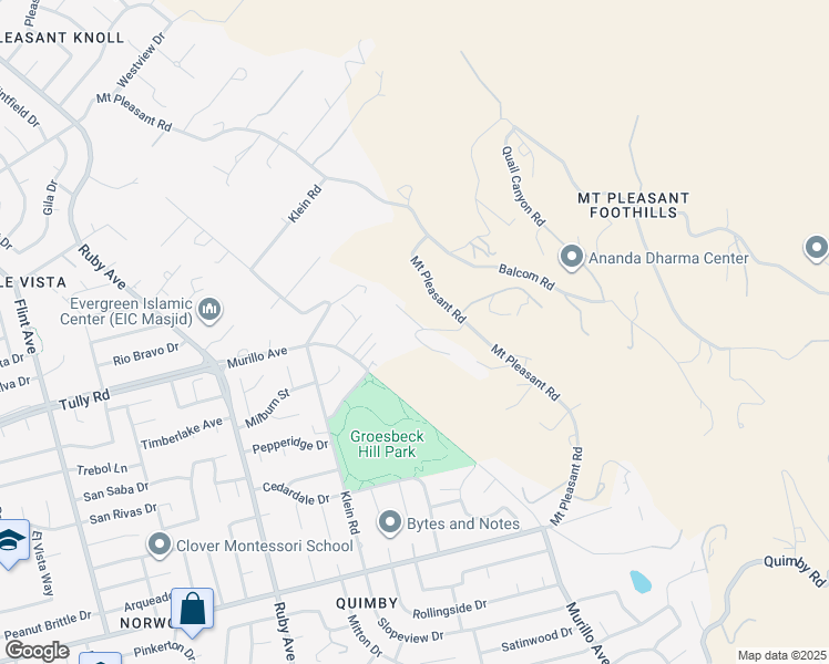 map of restaurants, bars, coffee shops, grocery stores, and more near 2560 Cypress Ridge Avenue in San Jose