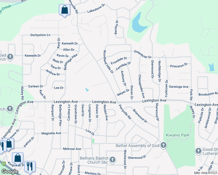 map of restaurants, bars, coffee shops, grocery stores, and more near 2039 Perryville Road in Cape Girardeau