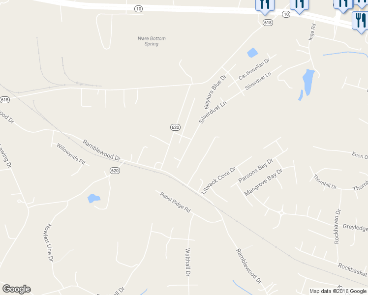 map of restaurants, bars, coffee shops, grocery stores, and more near 13812 Silverdust Lane in Chester