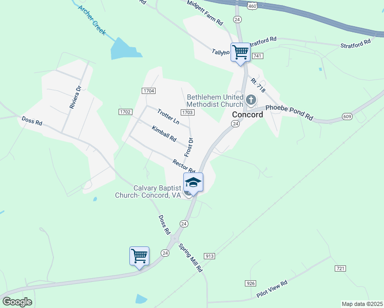 map of restaurants, bars, coffee shops, grocery stores, and more near 65 Frost Drive in Concord