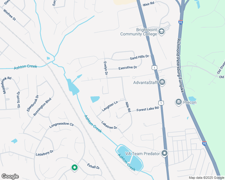 map of restaurants, bars, coffee shops, grocery stores, and more near 2816 Laughter Lane in Chester
