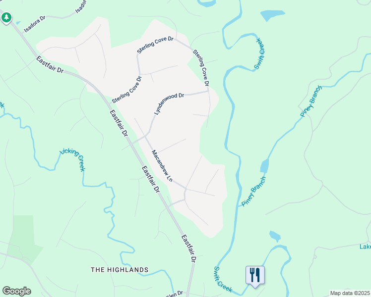 map of restaurants, bars, coffee shops, grocery stores, and more near 8215 Macandrew Court in Chesterfield