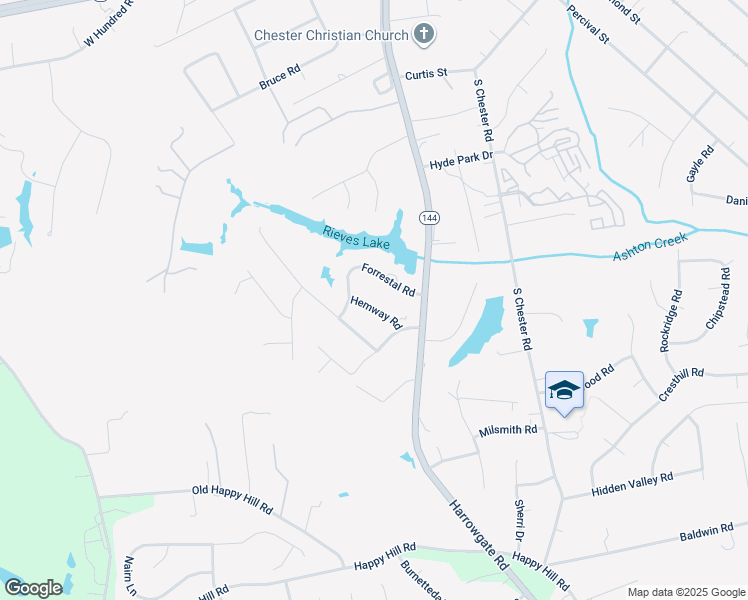 map of restaurants, bars, coffee shops, grocery stores, and more near 4532 Hemway Road in Chester