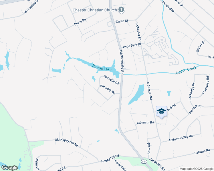 map of restaurants, bars, coffee shops, grocery stores, and more near 4532 Hemway Road in Chester
