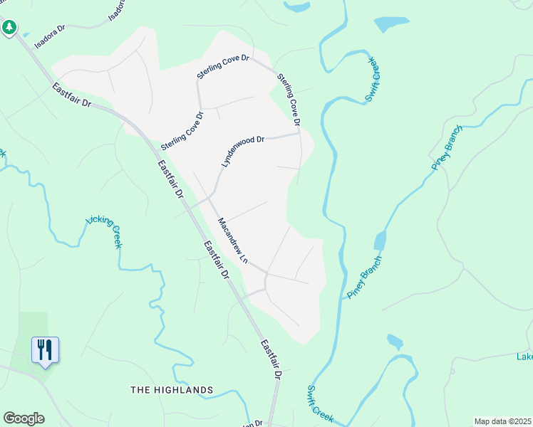 map of restaurants, bars, coffee shops, grocery stores, and more near 8215 Macandrew Court in Chesterfield