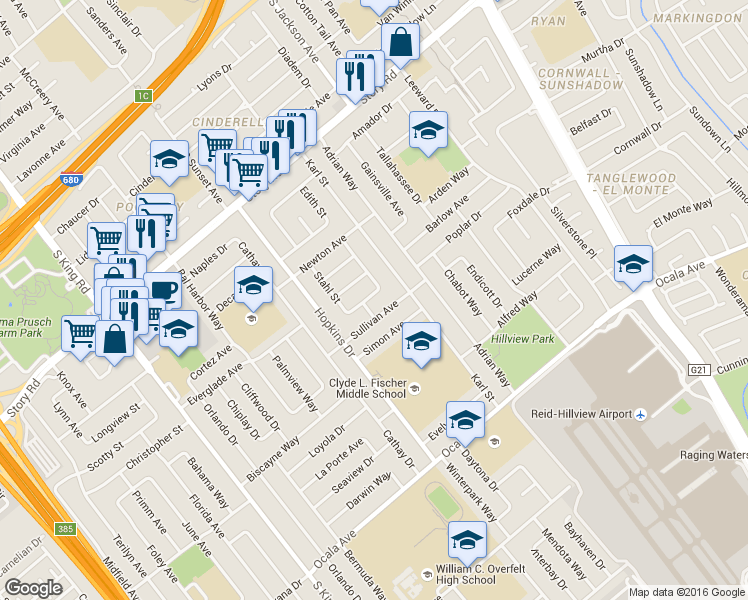 map of restaurants, bars, coffee shops, grocery stores, and more near 1438 Norvella Street in San Jose