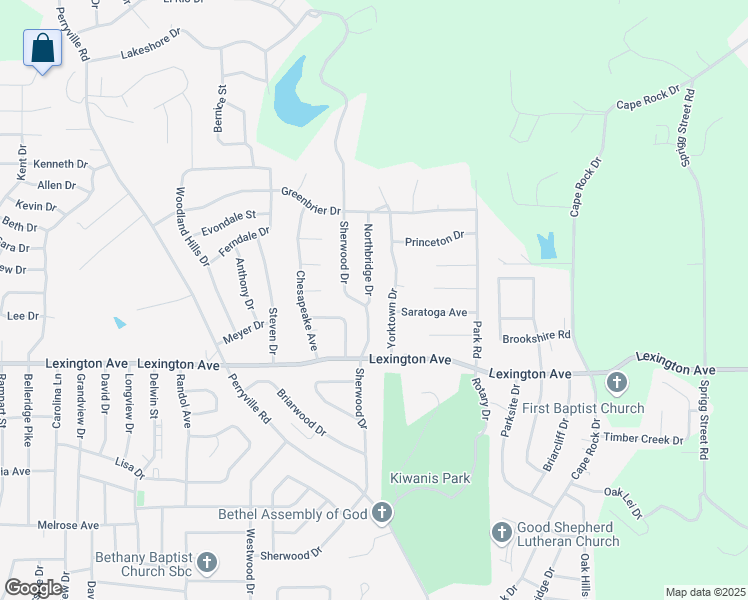 map of restaurants, bars, coffee shops, grocery stores, and more near 1906 Northbridge Drive in Cape Girardeau