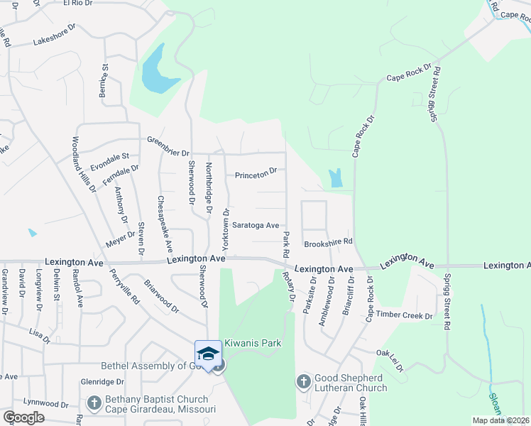 map of restaurants, bars, coffee shops, grocery stores, and more near 1554 Trenton Lane in Cape Girardeau