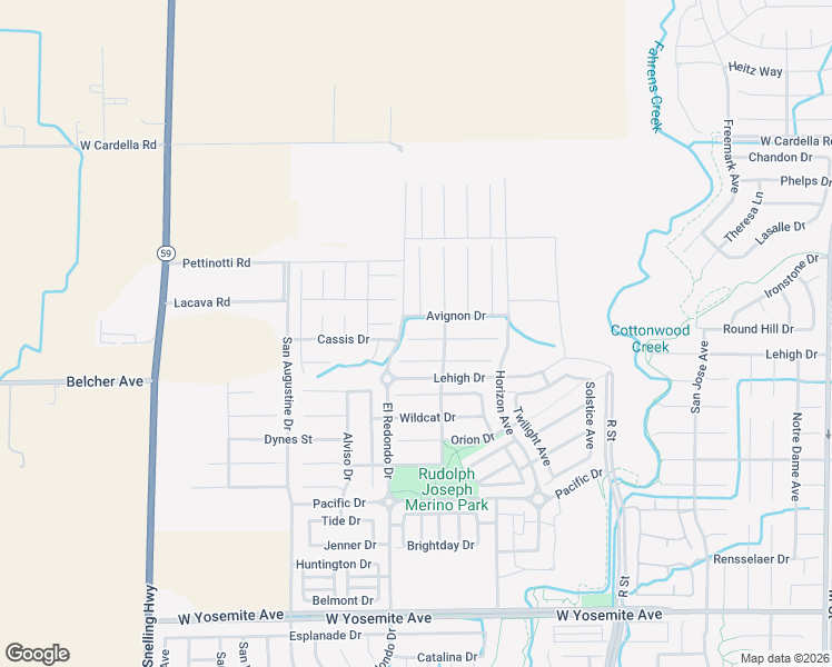 map of restaurants, bars, coffee shops, grocery stores, and more near 1289 Verdon Court in Merced