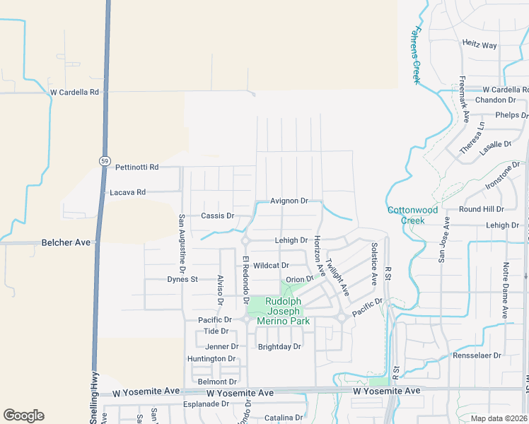 map of restaurants, bars, coffee shops, grocery stores, and more near 1289 Verdon Court in Merced