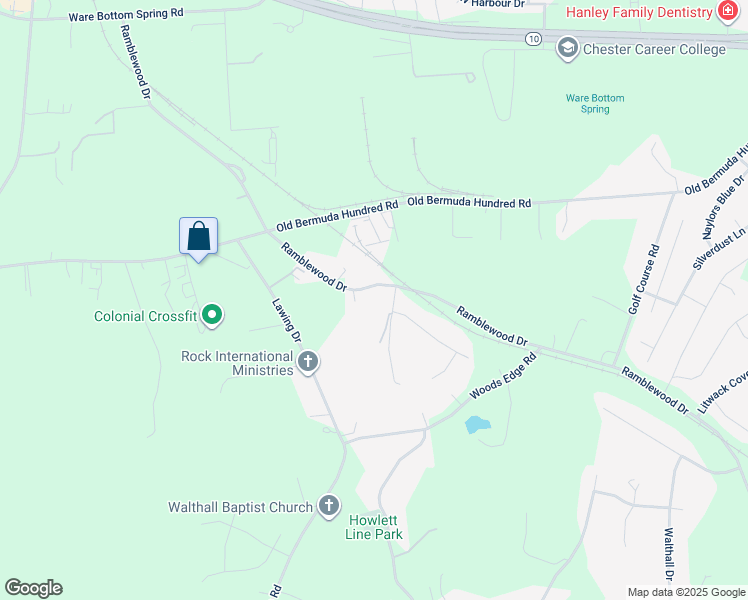 map of restaurants, bars, coffee shops, grocery stores, and more near 13712 Ramblewood Drive in Chester
