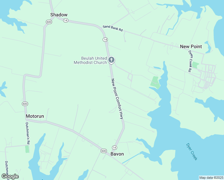 map of restaurants, bars, coffee shops, grocery stores, and more near 7698 New Point Comfort Highway in New Point