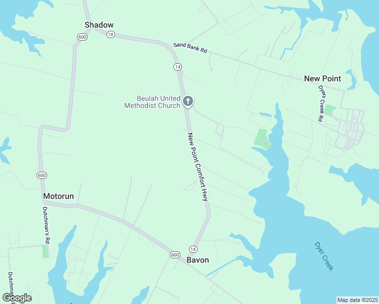 map of restaurants, bars, coffee shops, grocery stores, and more near 7698 New Point Comfort Highway in New Point