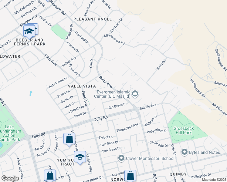 map of restaurants, bars, coffee shops, grocery stores, and more near 2370 Ruby Avenue in San Jose