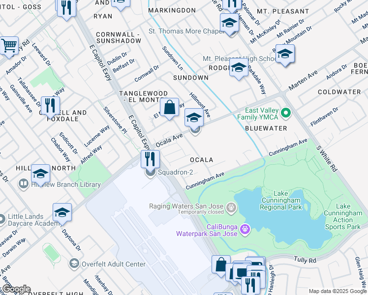 map of restaurants, bars, coffee shops, grocery stores, and more near 1860 Home Gate Drive in San Jose