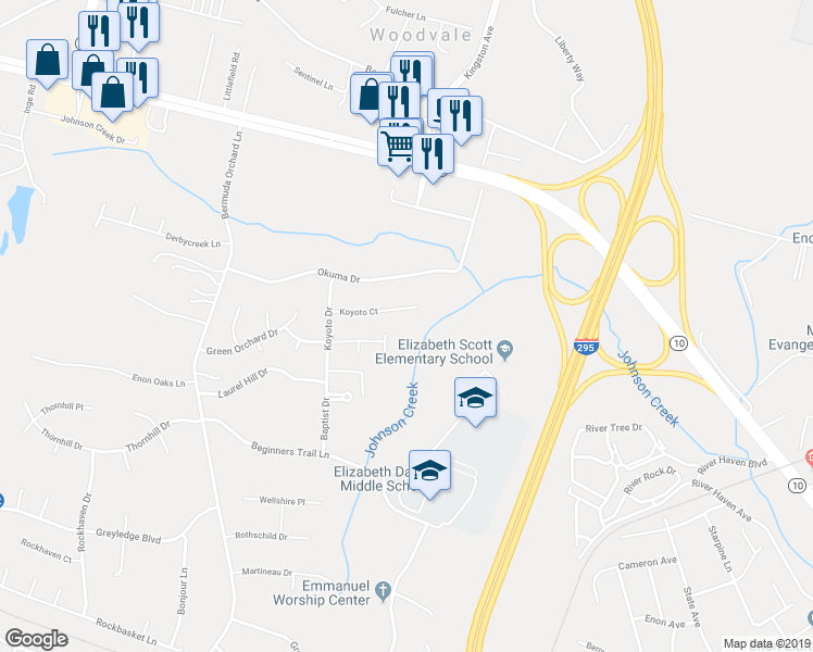 map of restaurants, bars, coffee shops, grocery stores, and more near 13401 Orchard Wood Court in Chester