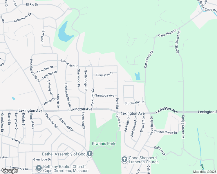 map of restaurants, bars, coffee shops, grocery stores, and more near 1554 Trenton Lane in Cape Girardeau