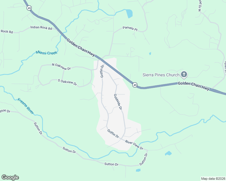 map of restaurants, bars, coffee shops, grocery stores, and more near 40728 Goldside Drive in Oakhurst