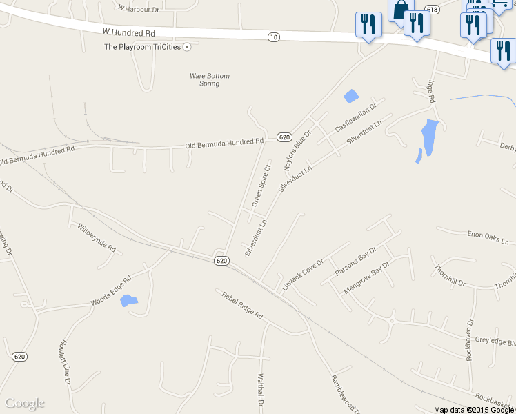 map of restaurants, bars, coffee shops, grocery stores, and more near 13585 Green Spire Ct in Chester