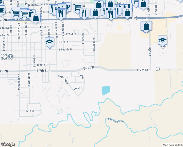 map of restaurants, bars, coffee shops, grocery stores, and more near 720 Jennings Drive in Cortez