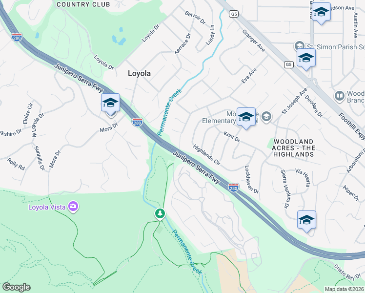 map of restaurants, bars, coffee shops, grocery stores, and more near 892 Saint Joseph Avenue in Los Altos
