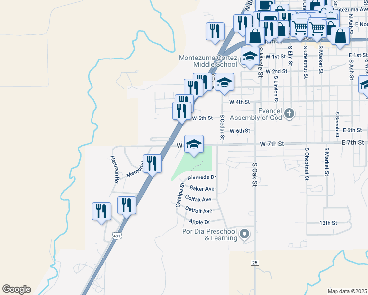 map of restaurants, bars, coffee shops, grocery stores, and more near 795 West 7th Street in Cortez
