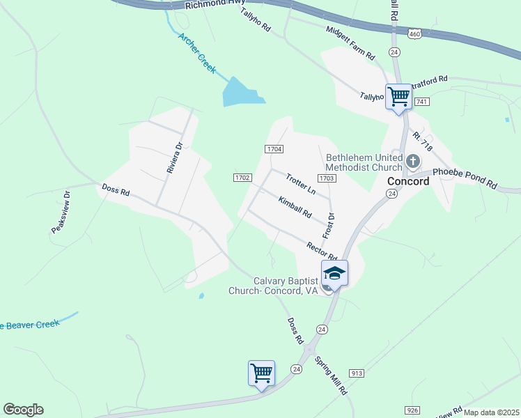map of restaurants, bars, coffee shops, grocery stores, and more near 38 Rector Road in Concord