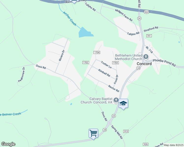 map of restaurants, bars, coffee shops, grocery stores, and more near 38 Rector Road in Concord