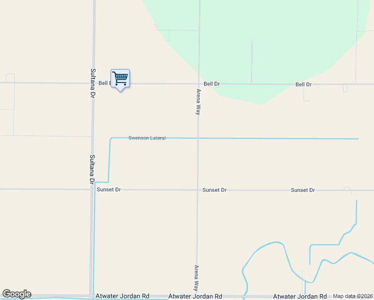 map of restaurants, bars, coffee shops, grocery stores, and more near 3705 Arena Way in Atwater