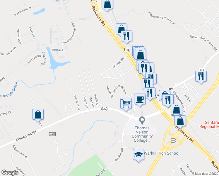 map of restaurants, bars, coffee shops, grocery stores, and more near 6532 Revere Street in Williamsburg