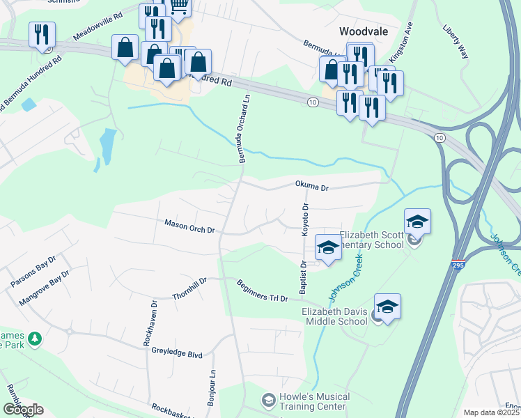 map of restaurants, bars, coffee shops, grocery stores, and more near 13423 Green Apple Place in Chester