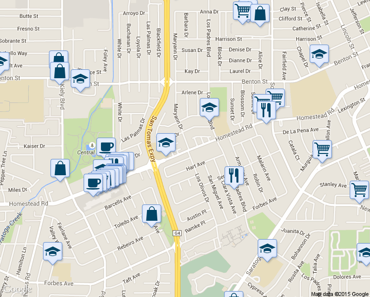 map of restaurants, bars, coffee shops, grocery stores, and more near 779 Los Olivos Drive in Santa Clara
