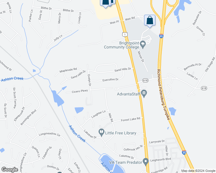 map of restaurants, bars, coffee shops, grocery stores, and more near 2708 Cicero Parkway in Chester