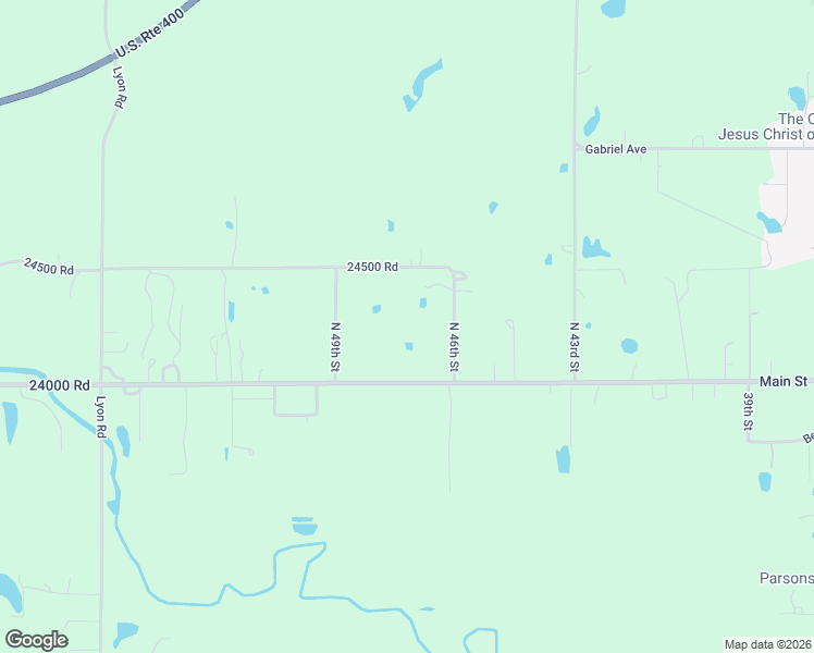 map of restaurants, bars, coffee shops, grocery stores, and more near 210 North 46th Street in Parsons