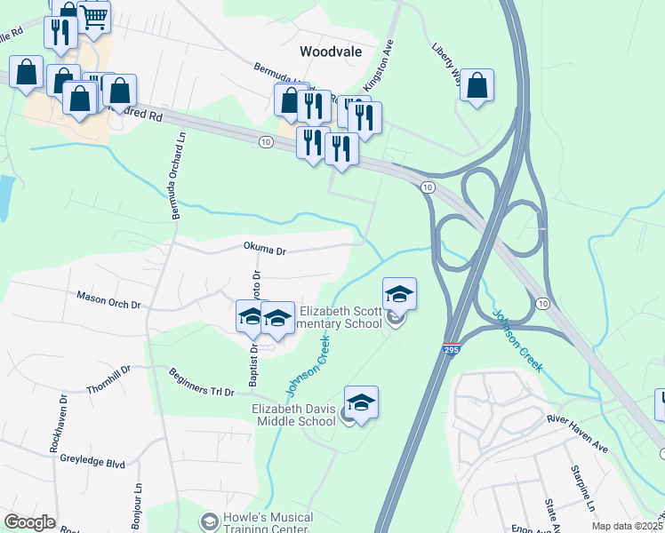 map of restaurants, bars, coffee shops, grocery stores, and more near 746 Koyoto Court in Chester