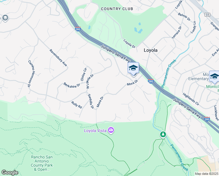 map of restaurants, bars, coffee shops, grocery stores, and more near 10980 Terry Way in Los Altos Hills